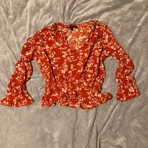 Papaya long sleeve floral top